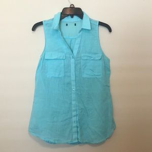 Aqua Button Down Tank Top